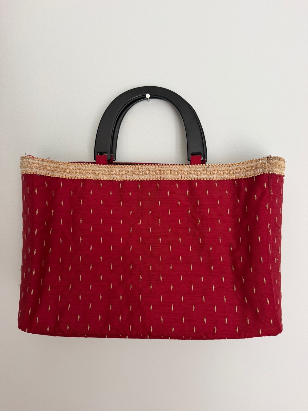 D.L. Rhein for Silvestri Red Gold Handheld Purse Bag with Black Handles